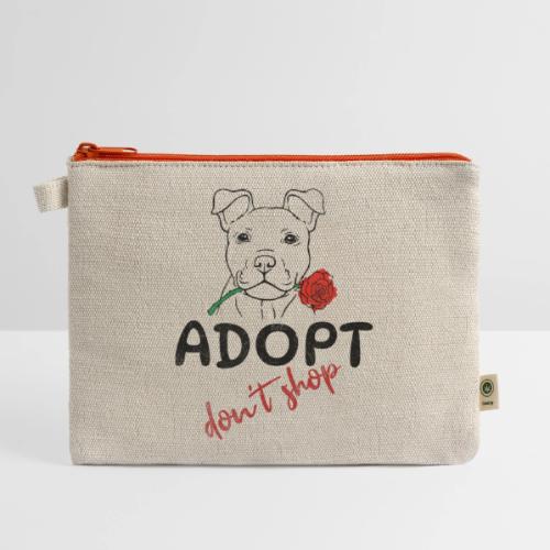 Retro Adopt Dont Shop Cute Puppy Rose Tee - Hemp Carry All Pouch