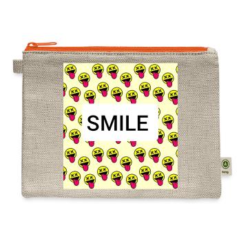 Smile - Floral Positive Long Sleeve Shirt - Hemp Carry All Pouch - natural/orange - Front
