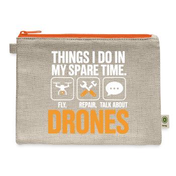 Drones Spare Time Motto - Hemp Carry All Pouch - natural/orange - Front