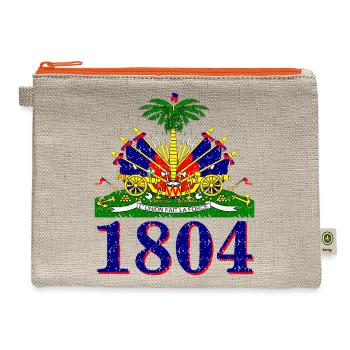 1804 Cute Haiti Year Of Independence Gift - Hemp Carry All Pouch - natural/orange - Front