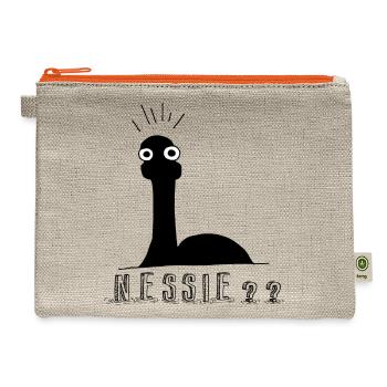 Nessie?? Minimal Loch Ness Illustration - Hemp Carry All Pouch - natural/orange - Front
