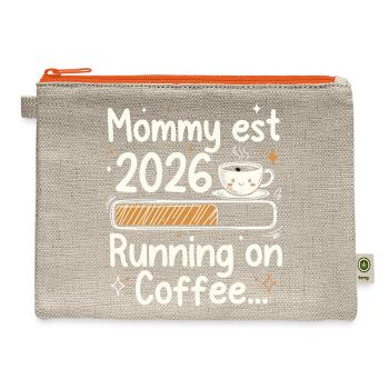 Mommy Est 2026 Running on Coffee Loading - Hemp Carry All Pouch - natural/orange - Front