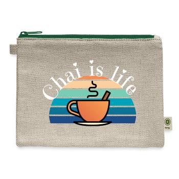 chai is life - Hemp Carry All Pouch - natural/green - Front