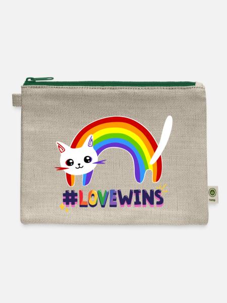 LGBTQ Cat - Hemp Carry All Pouch - natural/green