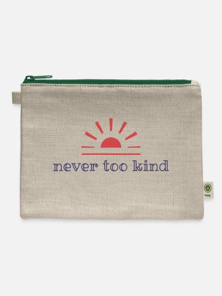 Never Too Kind Original - Hemp Carry All Pouch - natural/green