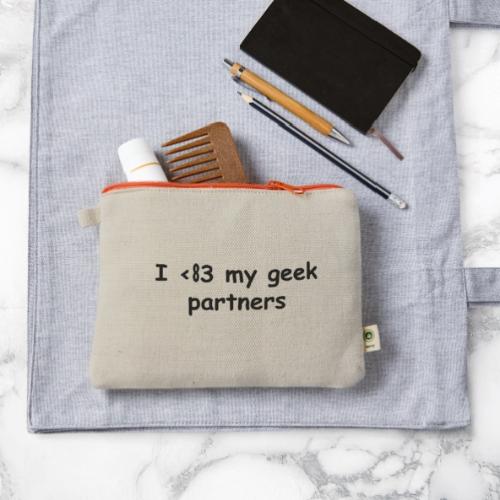 I <83 My Geek Partners (black) - Hemp Carry All Pouch