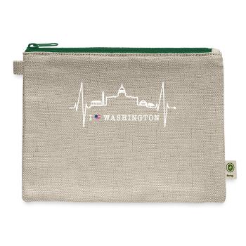 Washington Skyline Heartbeat US Flag Heart Love DC - Hemp Carry All Pouch - natural/green - Front