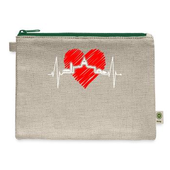 Washington Skyline Heartbeat US Flag Heart Love DC - Hemp Carry All Pouch - natural/green - Front