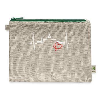 Washington Skyline Heartbeat US Flag Heart Love DC - Hemp Carry All Pouch - natural/green - Front
