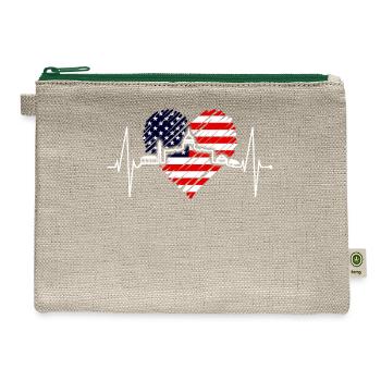 Washington Skyline Heartbeat US Flag Heart Love DC - Hemp Carry All Pouch - natural/green - Front