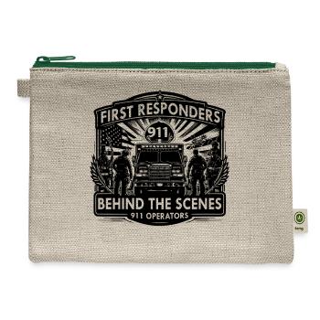 First Responders Behind The Scenes 911 Operators - Hemp Carry All Pouch - natural/green - Front
