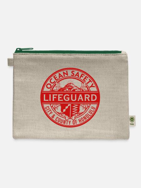 Ocean Safety Lifeguard City County Of Honolulu - Hemp Carry All Pouch - natural/green