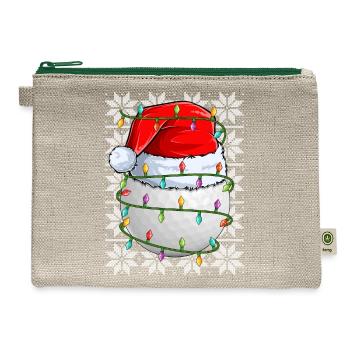 Golf Christmas Lights - Hemp Carry All Pouch - natural/green - Front
