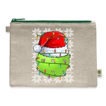 Pickleball Christmas Lights - Hemp Carry All Pouch - natural/green - Front