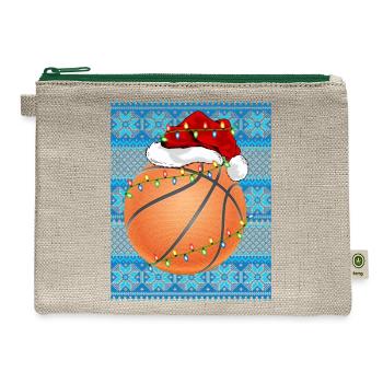 Basketball Christmas Lights - Hemp Carry All Pouch - natural/green - Front
