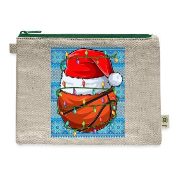 Basketball Christmas Lights - Hemp Carry All Pouch - natural/green - Front