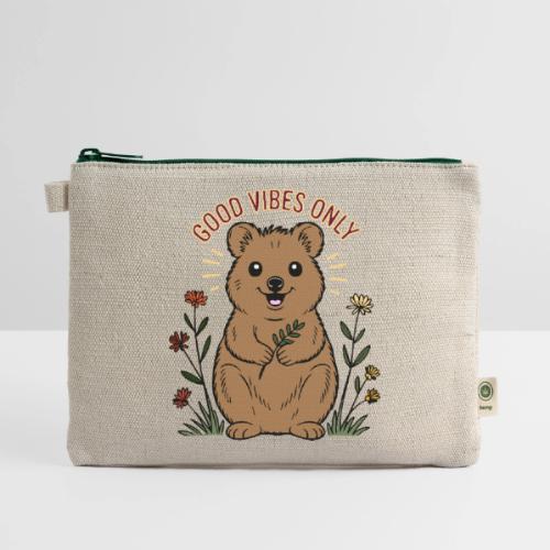 Positive Vibes Only - Happy Quokka with Flowers - Hemp Carry All Pouch