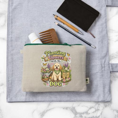 Planting Flowers With My Dog - Hemp Carry All Pouch