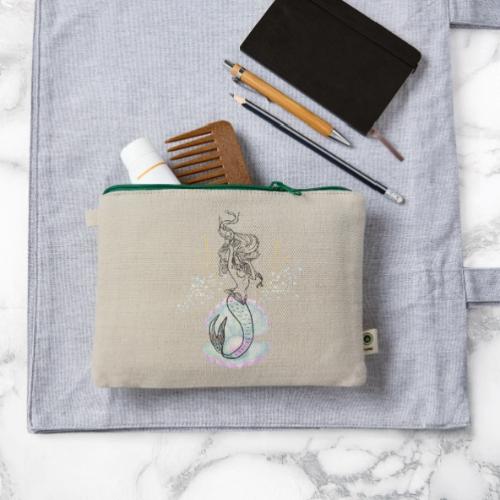 Mermaid Ocean Goddess In Shell - Fairytale Design - Hemp Carry All Pouch