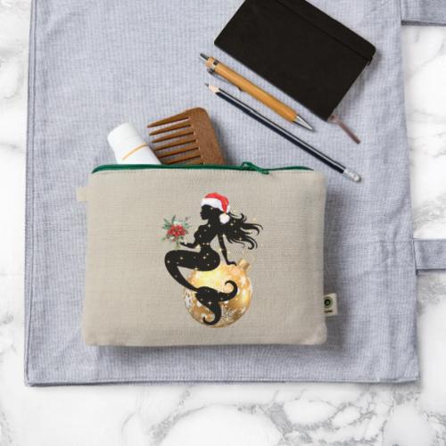 Merry Mermaid - Christmas Edition Design - Hemp Carry All Pouch