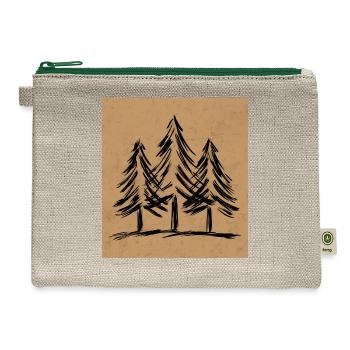 Skinny pine trees Pine forest gift for nature hike - Hemp Carry All Pouch - natural/green - Front