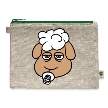 Sheep Baby Toddler Face Pacifier Child Head Lamb - Hemp Carry All Pouch - natural/green - Front