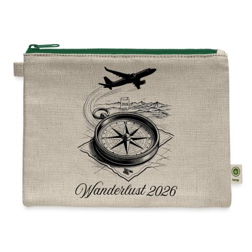 Wanderlust 2026 T-Shirt | Minimalist Travel Plane - Hemp Carry All Pouch