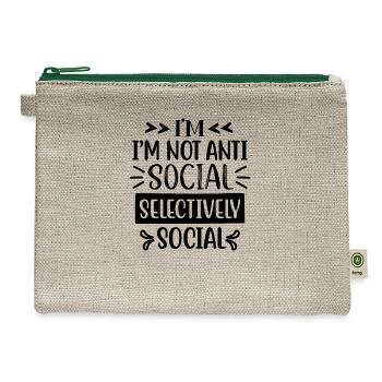 Im Not Anti Social Im Selectively Social - Hemp Carry All Pouch - natural/green - Front