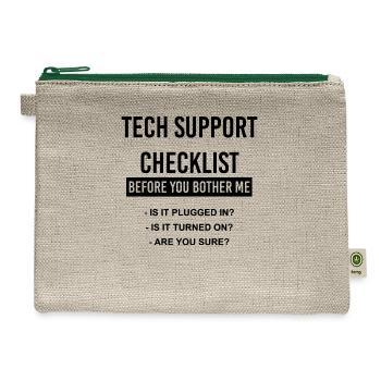 TECH SUPPORT CHECKLIST - Hemp Carry All Pouch - natural/green - Front