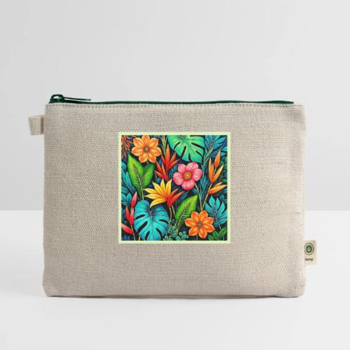 Vibrant Tropical Jungle Bloom Art - Hemp Carry All Pouch