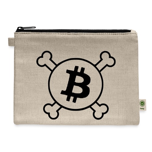 btc pirateflag jolly roger bitcoin pirate flag - Hemp Carry All Pouch