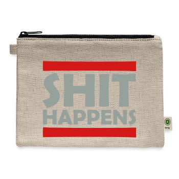 Shit happens fun saying - Hemp Carry All Pouch - natural - Front