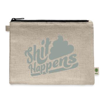 Writing Shit happens motto - Hemp Carry All Pouch - natural - Front