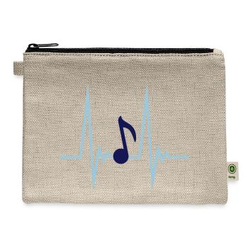 Music Note Clef Violin Treble Sound Pulse ECG - Hemp Carry All Pouch - natural - Front