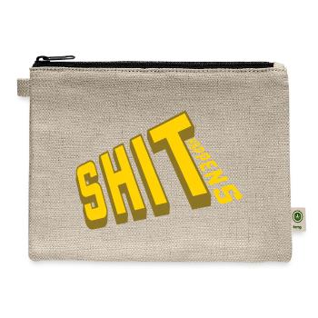 Shit happens fun saying - Hemp Carry All Pouch - natural - Front