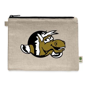 Horse Funny Crazy Hole Laughter Comic Riding Fun - Hemp Carry All Pouch - natural - Front