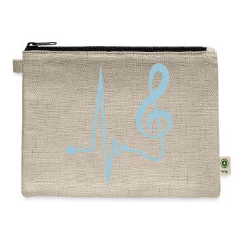Music Clef Note Violin Treble Sound Pulse ECG - Hemp Carry All Pouch - natural - Front