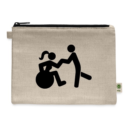 Dancing lady wheelchair user with man - Hemp Carry All Pouch