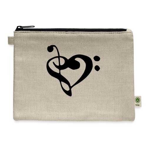 musical note with heart - Hemp Carry All Pouch
