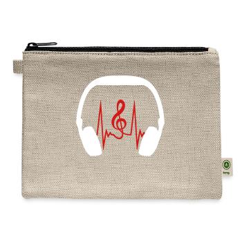 Music Clef Note Headphones Sound Loud Pulse ECG - Hemp Carry All Pouch - natural - Front