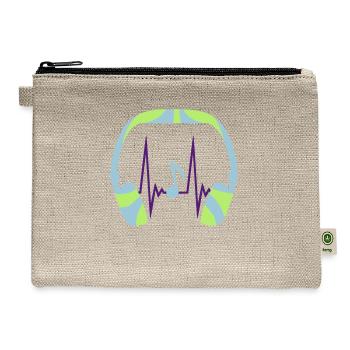 Music Note Headphone Sound Pulse Frequency ECG - Hemp Carry All Pouch - natural - Front