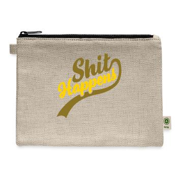 Writing Shit happens Quote - Hemp Carry All Pouch - natural - Front