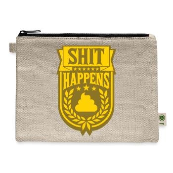 Saying Shit happens laurel - Hemp Carry All Pouch - natural - Front