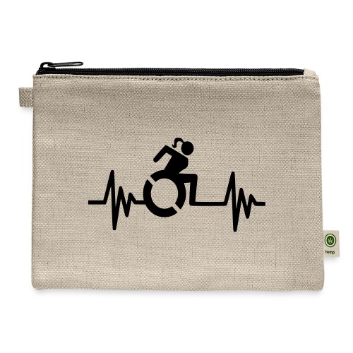 Wheelchair girl with a heartbeat. frequency # - Hemp Carry All Pouch
