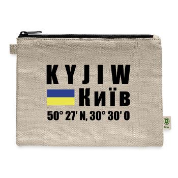 Kiev Ukraine Kyjiw coordinates Flag - Hemp Carry All Pouch - natural - Front