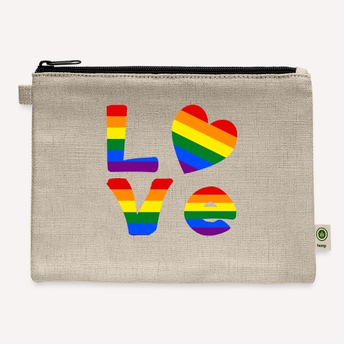 Gay Pride Rainbow LOVE - Hemp Carry All Pouch