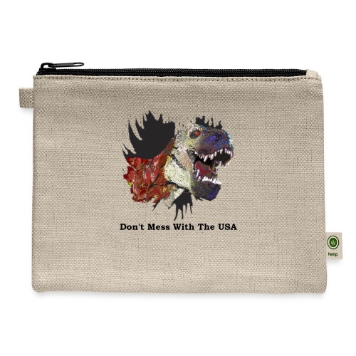 T-rex Mascot Don't Mess with the USA - Hemp Carry All Pouch