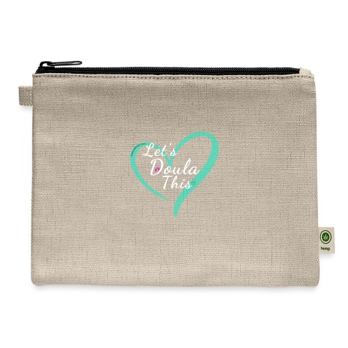 Let's Doula This, LLC Logo with Green heart - Hemp Carry All Pouch