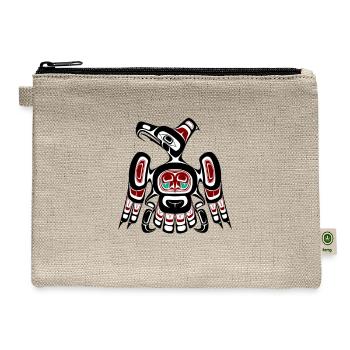 Native American Red Black Kaigani Thunderbird - Hemp Carry All Pouch - natural - Front