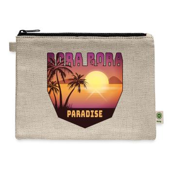 Bora Bora Design with Palms and Sun / Gift - Hemp Carry All Pouch - natural - Front